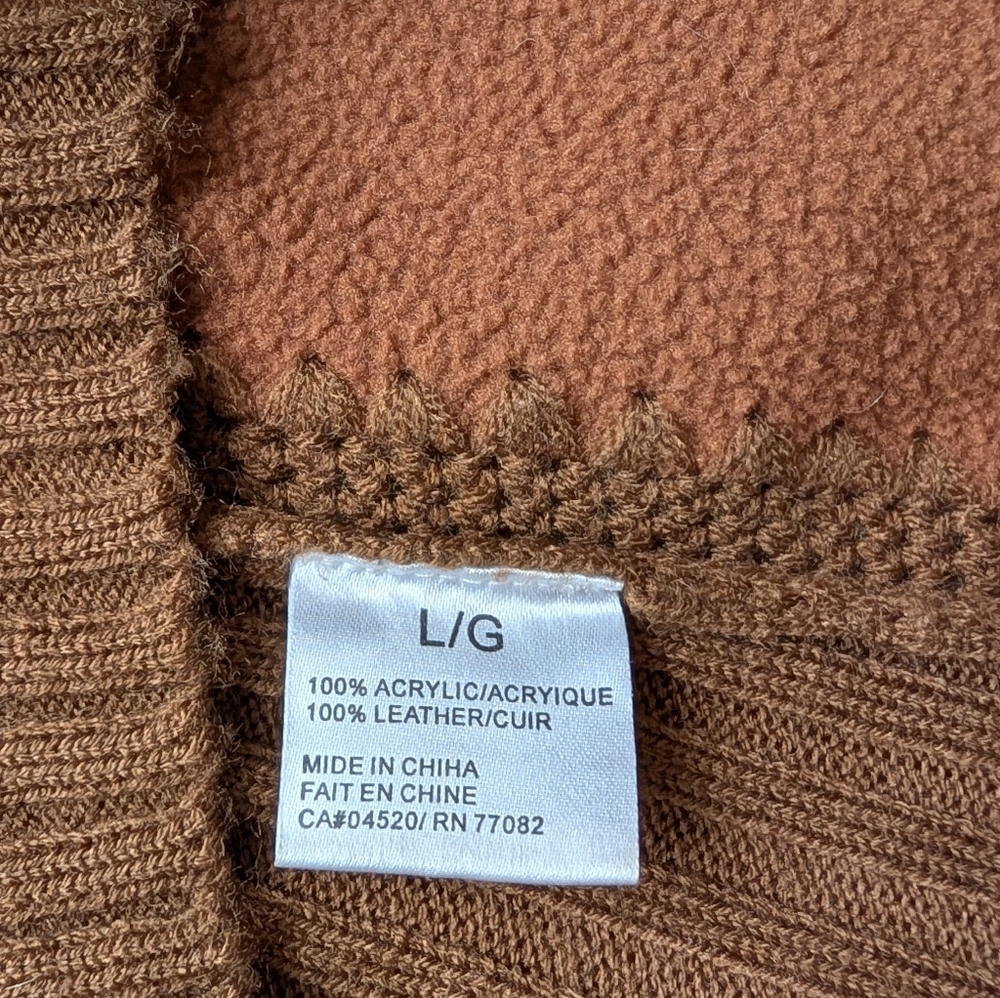 Vintage Valenti Women’s Suede Patchwork Knit Sweater Boho Brown Leather Size L - Picture 16 of 16